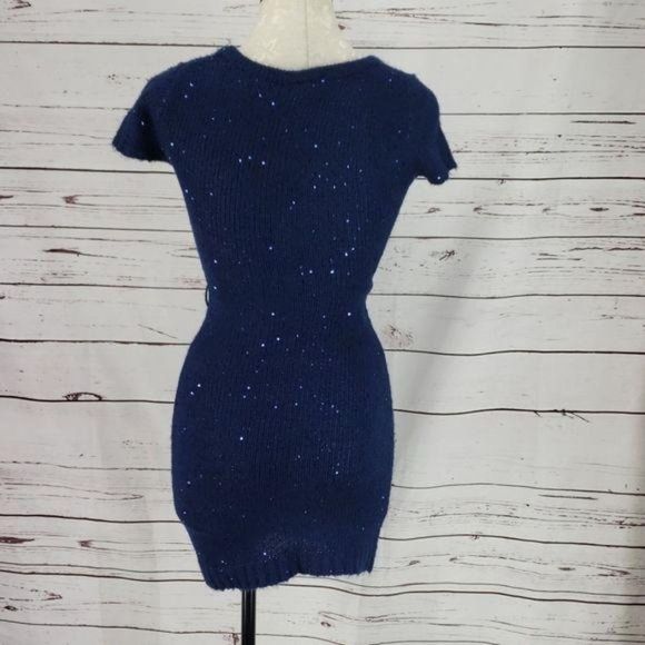 Rue21 Royal Blue Sequin Short Sleeve Sweater dress‎ - Picture 5 of 8